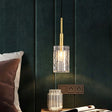 Gold Rectangular Dining Room Pendulum Light With Clear Rippled Crystal - Elegant 1-Bulb Hanging