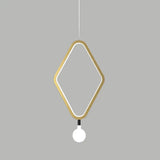 Sleek Gold Rhombus Pendant Light With Warm/White And Exposed Bulb Design