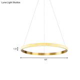 Gold Ring Suspension Light - Modern Led Acrylic Pendant Lamp White/Warm 19’/25.5’ Dia