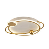 Gold Round Flush Mount Lamp With Starry Sky Design Led Acrylic Fixture In White/Warm Light
