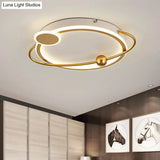 Gold Round Flush Mount Lamp With Starry Sky Design Led Acrylic Fixture In White/Warm Light
