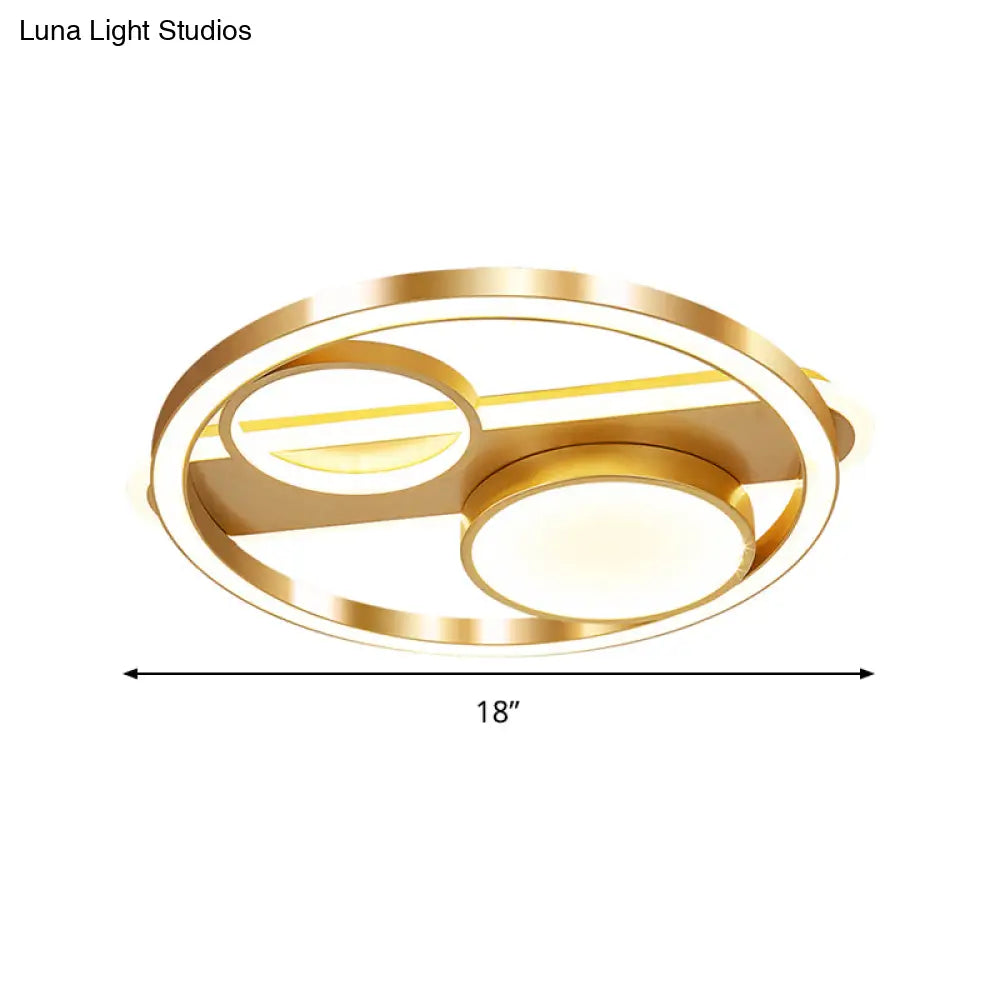 Gold Round Nordic Led Ceiling Light - 18’/23.5’ Warm/White Living Room