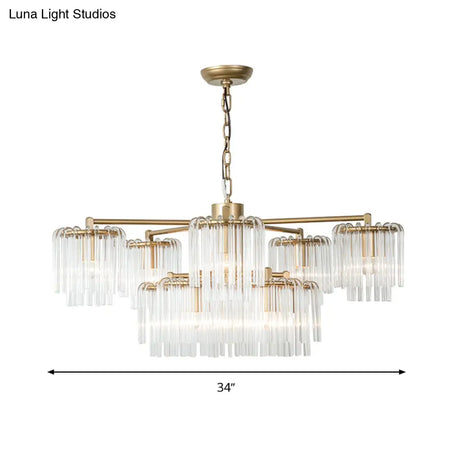 Gold Rustic Chandelier Pendant Light With Crystal Circular Design - 6/7/10 Lights For Bedroom