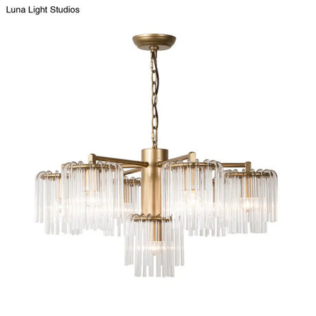 Gold Rustic Chandelier Pendant Light With Crystal Circular Design - 6/7/10 Lights For Bedroom
