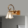 Gold Scalloped Vanity Lamp - Colonial Style 1/2/3-Head Bathroom Wall Lighting Fixture 1 /