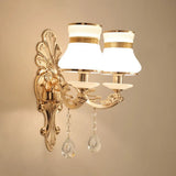 Gold Scrolled Arm Wall Mount Lamp With Crystal Accent - Elegant Metallic Sconce 2 / B