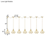 Gold Series Diamond Multi-Light Pendant With Clear Water Glass Traditional 3/5/7-Light Suspension