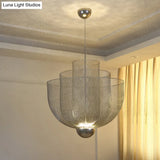 Gold/Silver Wire Mesh Chandelier Pendant Light With Led | Modern Hanging Bowl Design