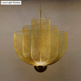 Gold/Silver Wire Mesh Chandelier Pendant Light With Led | Modern Hanging Bowl Design