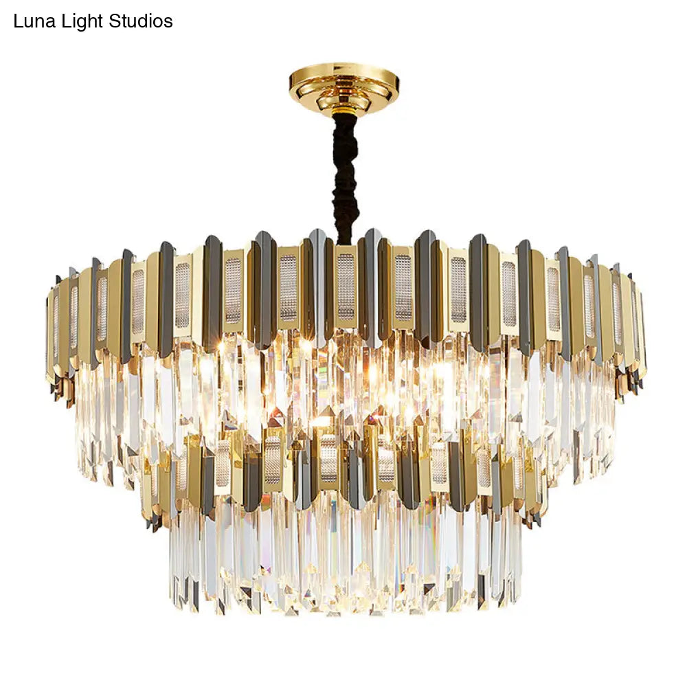 Gold Simplicity Crystal Chandelier Light Fixture For Living Room