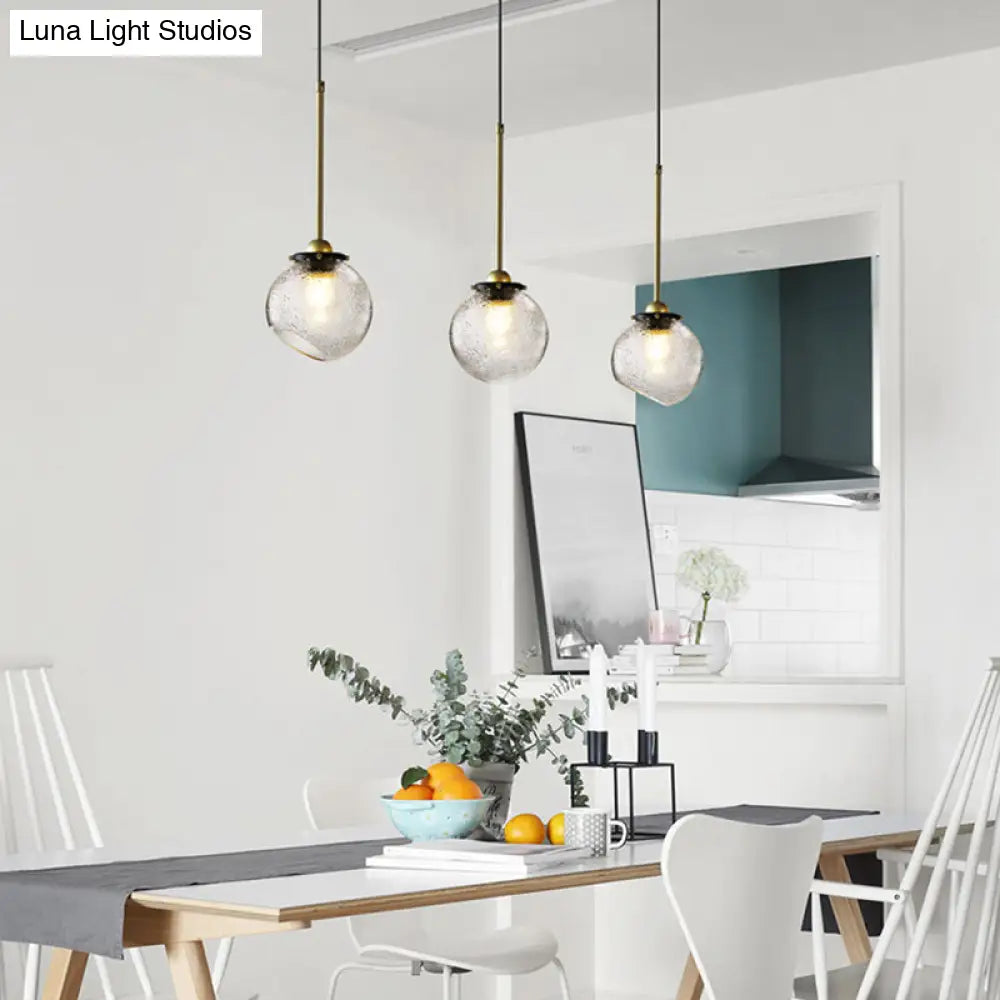 Gold Sphere Hanging Light With Water Glass Shade - Modern Ceiling Suspension Lamp