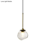 Gold Sphere Hanging Light With Water Glass Shade - Modern Ceiling Suspension Lamp