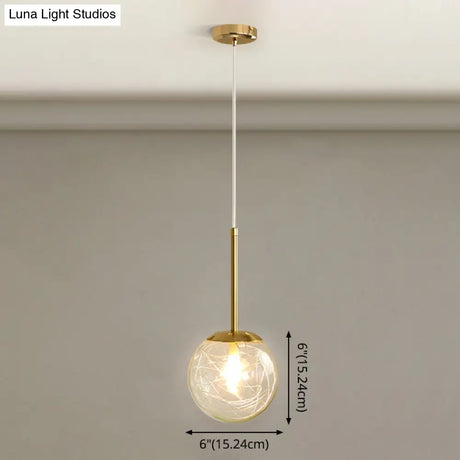 Gold Spherical Glass Pendant Ceiling Light - Modern & Elegant Bedroom Lamp