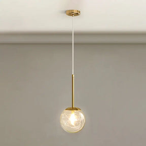 Gold Spherical Glass Pendant Ceiling Light - Modern & Elegant Bedroom Lamp / 5.5’ Linear