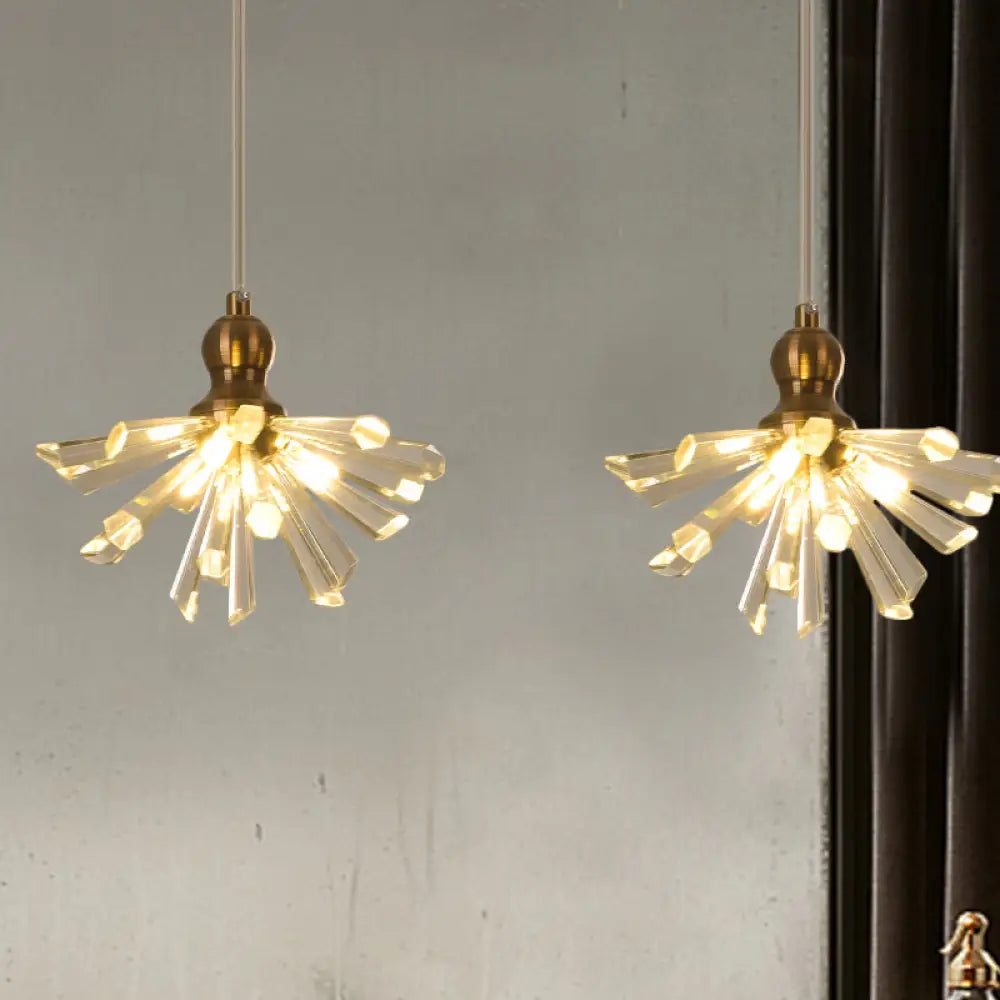 Gold Sputnik Crystal Glass Pendant Lights - 3/6 Modern Heads 3 / Clear