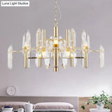 Gold Sputnik Suspension Chandelier With Artistic Clear K9 Crystal - Perfect For Living Room