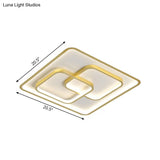 Gold Square Led Flush Mount Ceiling Light For Modern Bedrooms