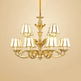 Gold Taper Shaped Glass Chandelier Pendant: Classic Living Room Lighting 12 /