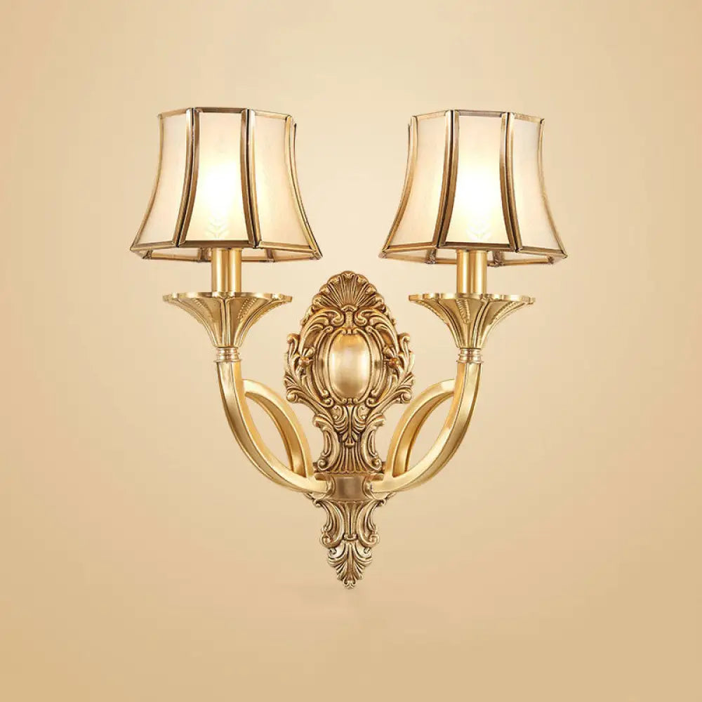 Gold Taper Shaped Glass Chandelier Pendant: Classic Living Room Lighting 2 /