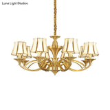 Gold Taper Shaped Glass Chandelier Pendant: Classic Living Room Lighting