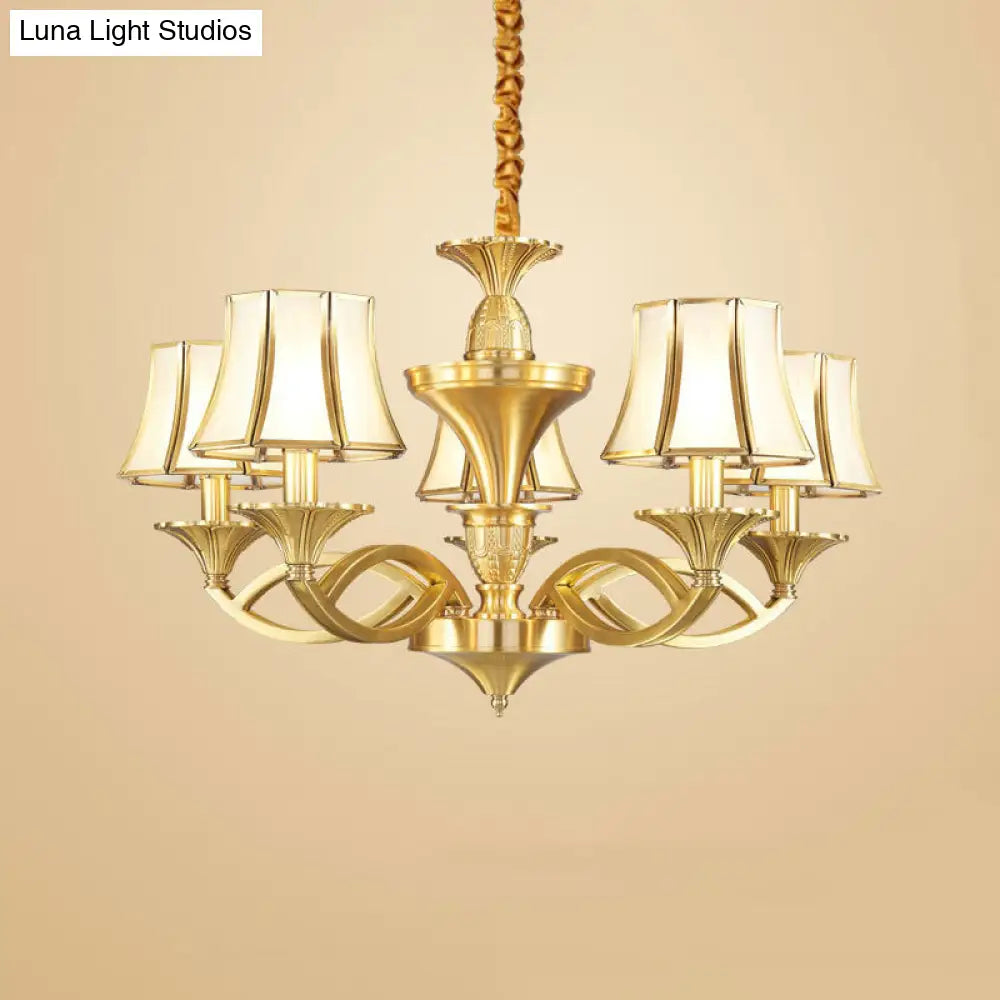 Gold Taper Shaped Glass Chandelier Pendant: Classic Living Room Lighting
