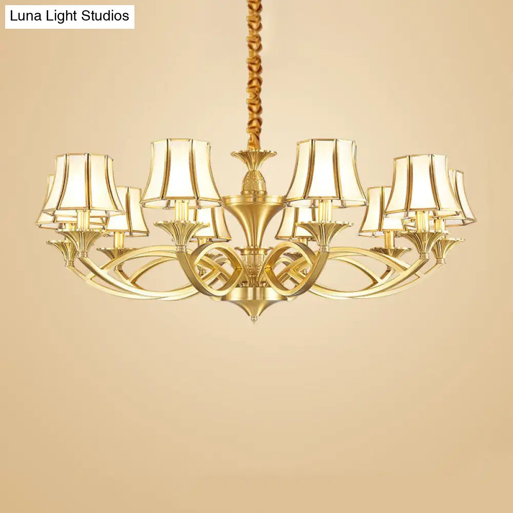 Gold Taper Shaped Glass Chandelier Pendant: Classic Living Room Lighting