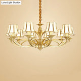 Gold Taper Shaped Glass Chandelier Pendant: Classic Living Room Lighting