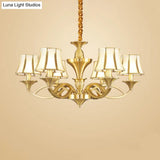Gold Taper Shaped Glass Chandelier Pendant: Classic Living Room Lighting