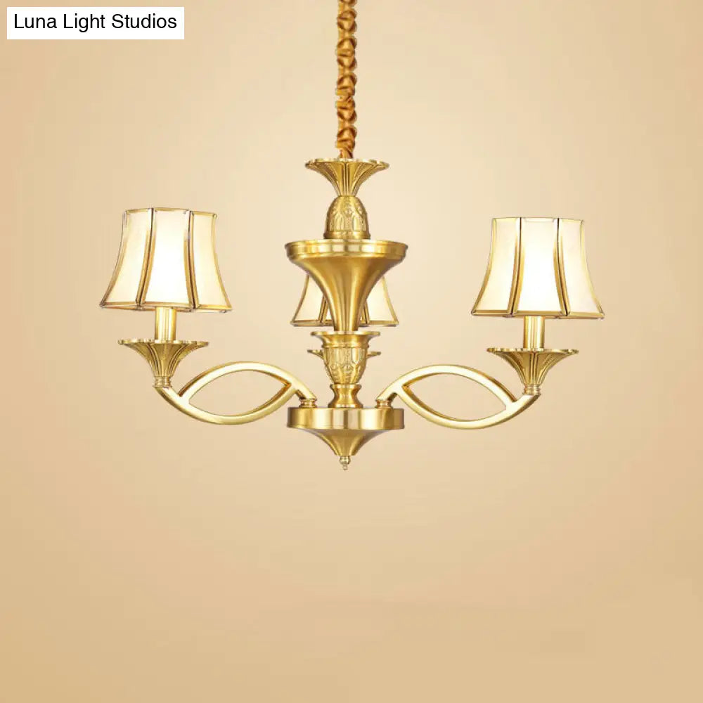 Gold Taper Shaped Glass Chandelier Pendant: Classic Living Room Lighting