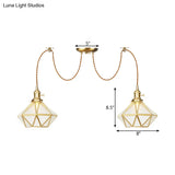 Gold Traditional Pendant Light With 2/3/4 Clear Water Glass Diamond Swag Heads