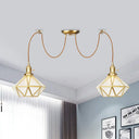 Gold Traditional Pendant Light With 2/3/4 Clear Water Glass Diamond Swag Heads 2 /