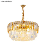 Gold Traditional Round Chandelier With 8-Lights & Crystal Accents - Elegant Hanging Ceiling Light