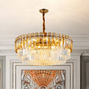 Gold Traditional Round Chandelier With 8-Lights & Crystal Accents - Elegant Hanging Ceiling Light