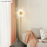 Gold Urchin Floor Lamp: Modern Style 8-Light Crystal Bead Stand-Up Light