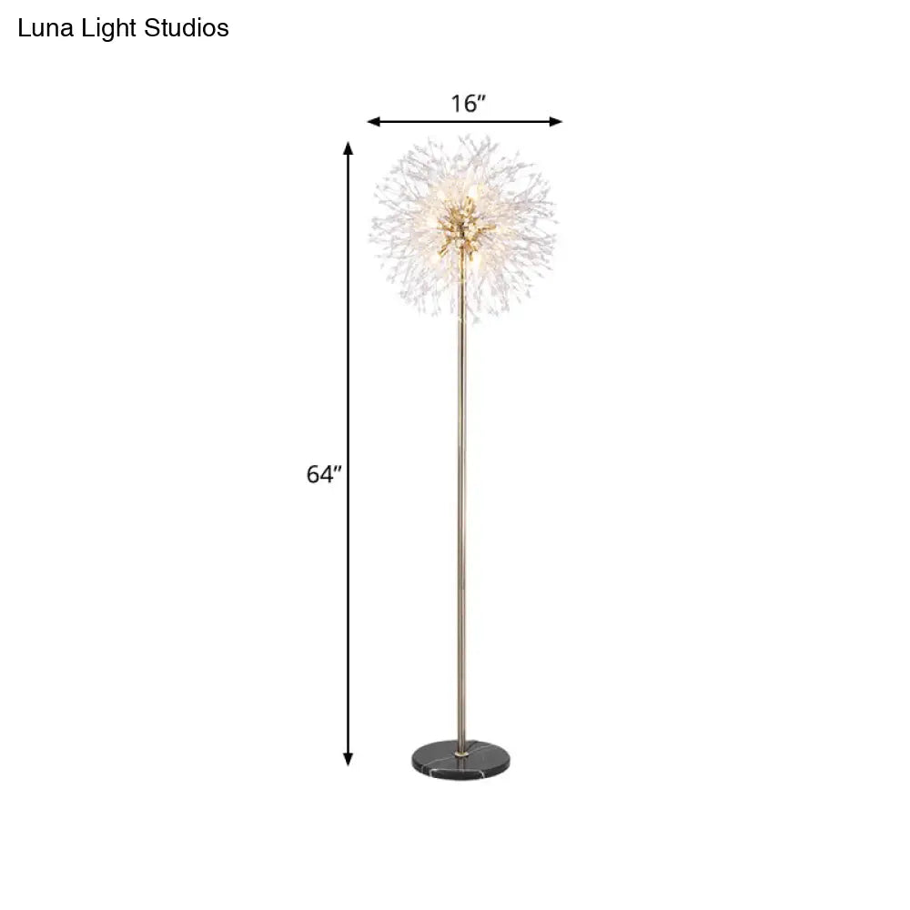 Gold Urchin Floor Lamp: Modern Style 8-Light Crystal Bead Stand-Up Light