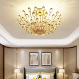 Gold Vintage Peacock Crystal Semi Flush Mount Bedroom Ceiling Light With 3 Lights’fixture