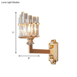 Gold Wall Mounted Lamp: Postmodern Clear Tri-Sided Crystal Rod Design