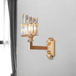 Gold Wall Mounted Lamp: Postmodern Clear Tri-Sided Crystal Rod Design