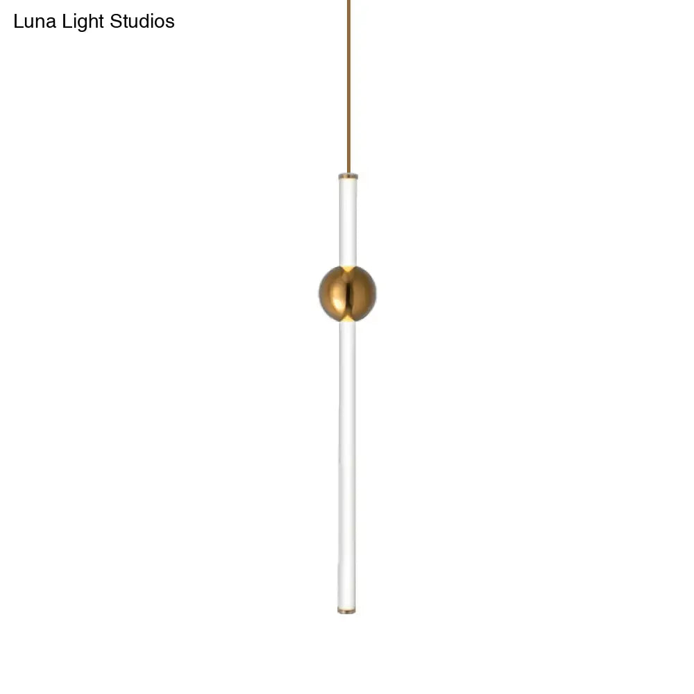 Gold/White Glass Flute Pendant Light Kit - Simple Style For Stairways (1 Head)