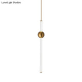 Gold/White Glass Flute Pendant Light Kit - Simple Style For Stairways (1 Head)