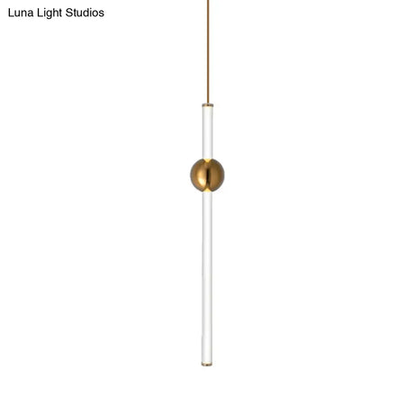 Gold/White Glass Flute Pendant Light Kit - Simple Style For Stairways (1 Head)