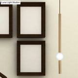 Gold/White Glass Flute Pendant Light Kit - Simple Style For Stairways (1 Head)