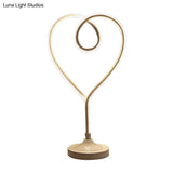 Gold/White Led Living Room Desk Light With Heart Acrylic Shade: Contemporary Task Lighting
