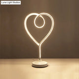 Gold/White Led Living Room Desk Light With Heart Acrylic Shade: Contemporary Task Lighting