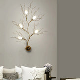 Golden Aluminum Wall Mount Sconce With 5 Artistic Rose Lights For Living Room Gold / White