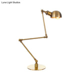 Golden Bowl Shade Table Lamp- Industrial Style With Adjustable Arm