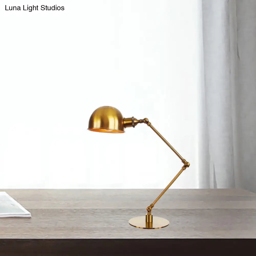 Golden Bowl Shade Table Lamp- Industrial Style With Adjustable Arm
