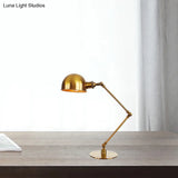 Golden Bowl Shade Table Lamp- Industrial Style With Adjustable Arm