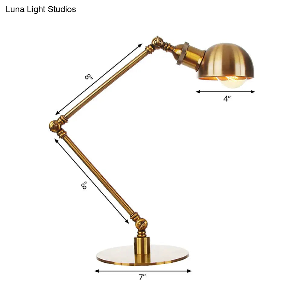 Golden Bowl Shade Table Lamp- Industrial Style With Adjustable Arm