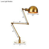 Golden Bowl Shade Table Lamp- Industrial Style With Adjustable Arm